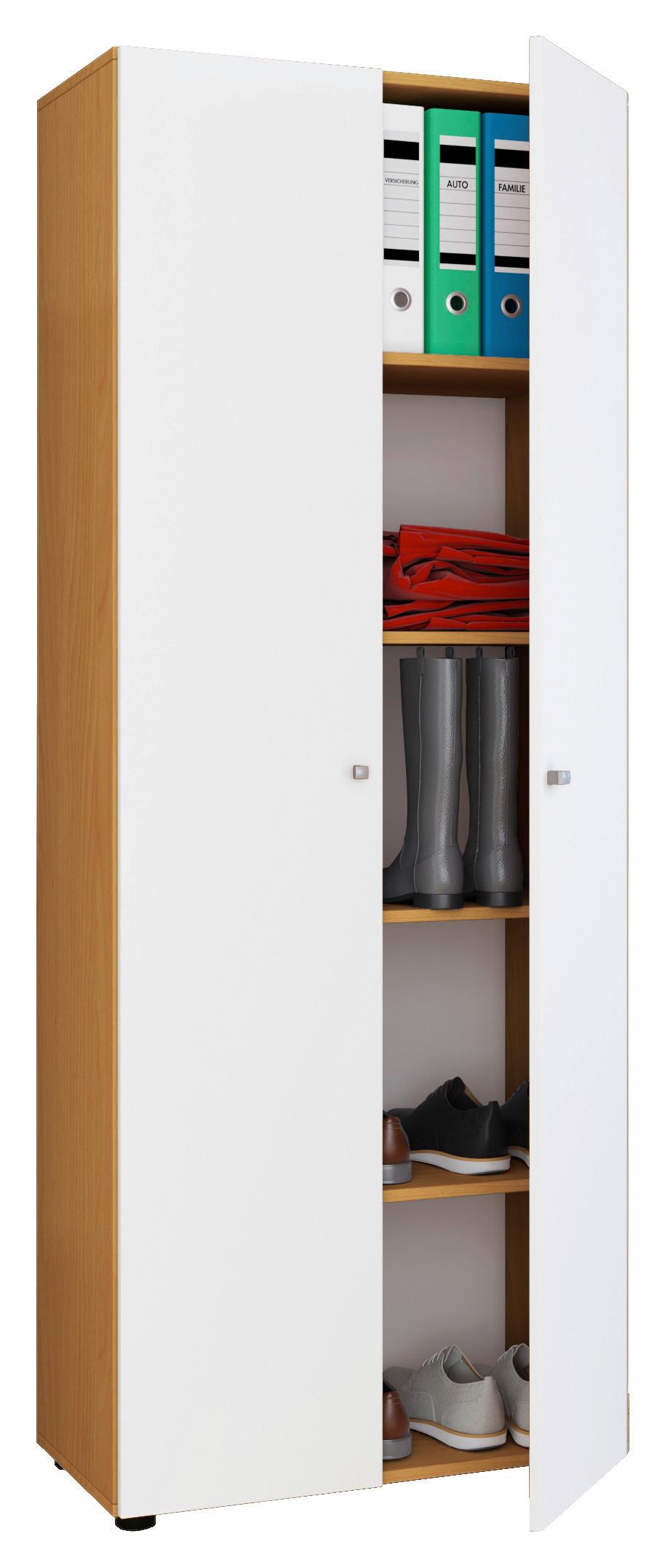 Večnamenska Omara Vandol, Barva Bukve, Bela - srebrne barve/črna, Design, umetna masa/leseni material (70/178/39cm) - MID.YOU