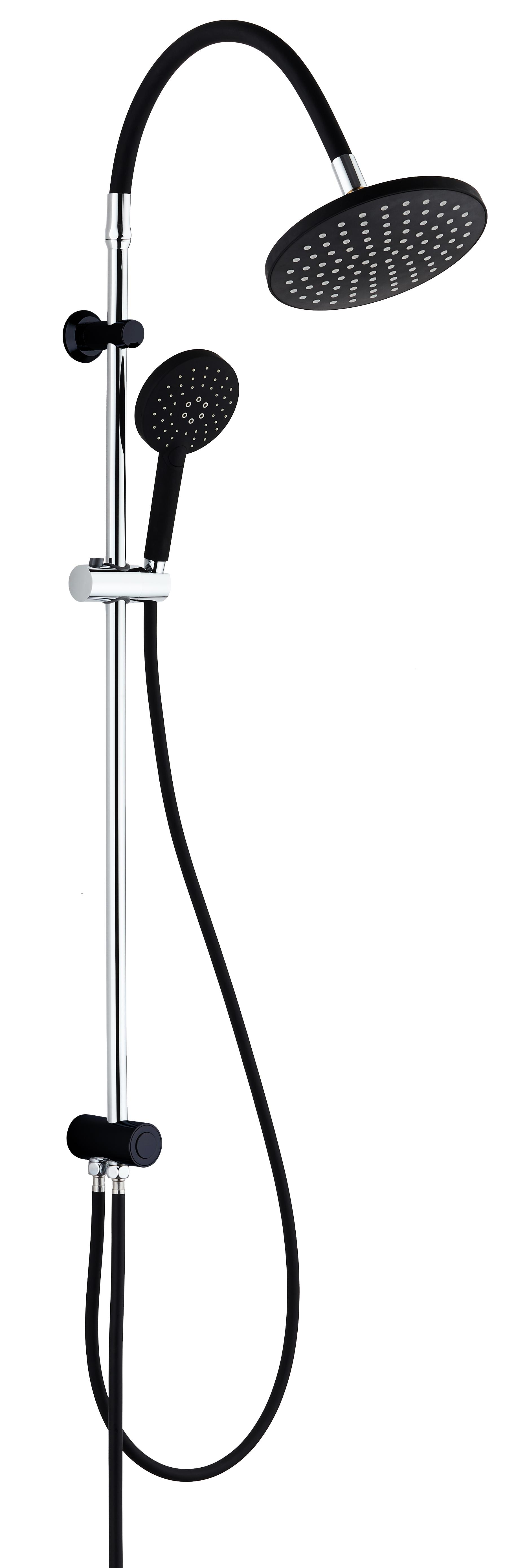 Überkopfbrauseset in Schwarz/Chromfarben - Chromfarben/Schwarz, Kunststoff (12,5/94,5/29,0cm) - Schütte