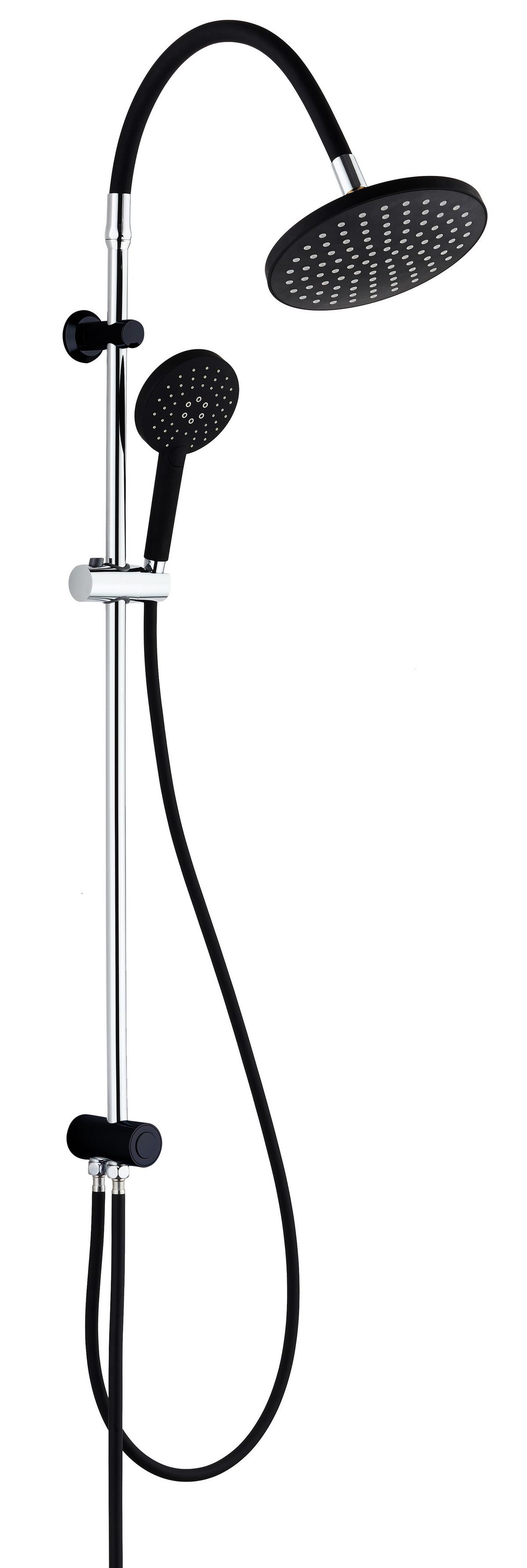 Überkopfbrauseset in Schwarz/Chromfarben - Chromfarben/Schwarz, Kunststoff (12,5/94,5/29,0cm) - Schütte