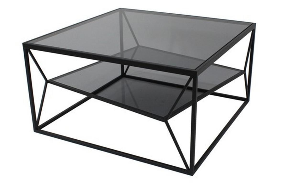 STOLIK KAWOWY ANGEL - czarny/szary, Modern, metal/szkło (70/70/38cm) - Premium Living