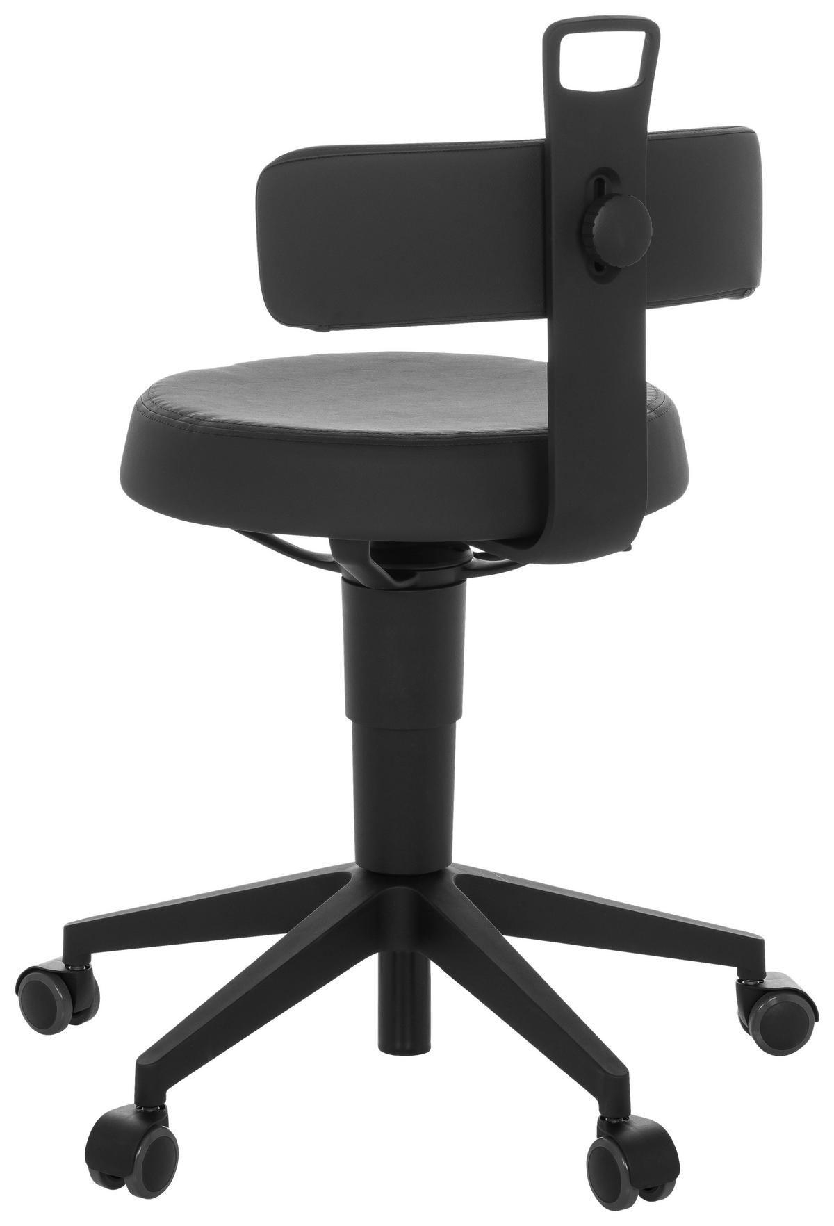 Pisarniški Stolček Top Work Flex Pu, Črna - črna, Basics, umetna masa/usnje (40/74-86/46cm) - MID.YOU