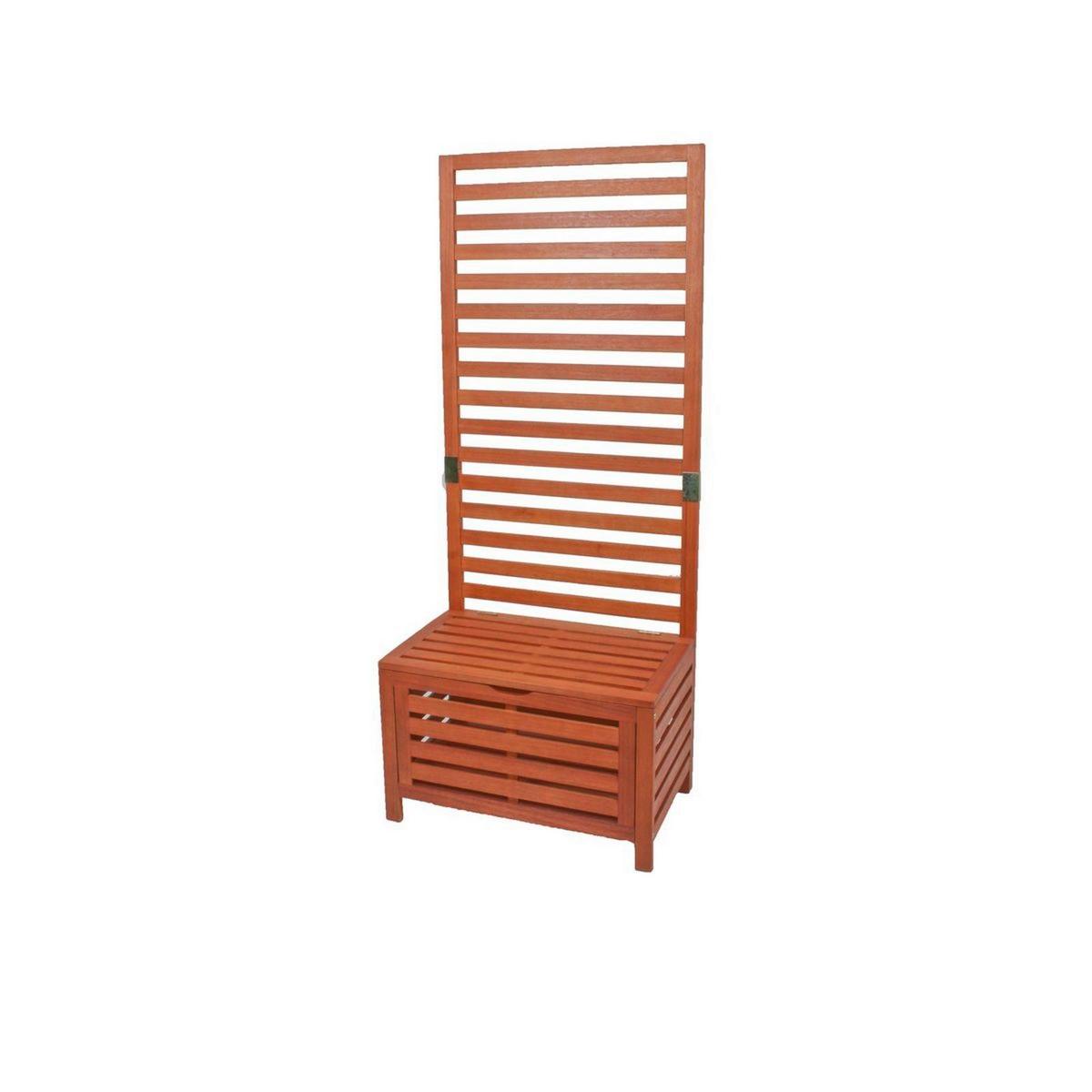 Sichtschutz Bank mit Truhe ca.76x180x45cm Eukalyptusholz - Eukalyptusholzfarben, Basics, Holz (76/180/45cm) - Gardenson