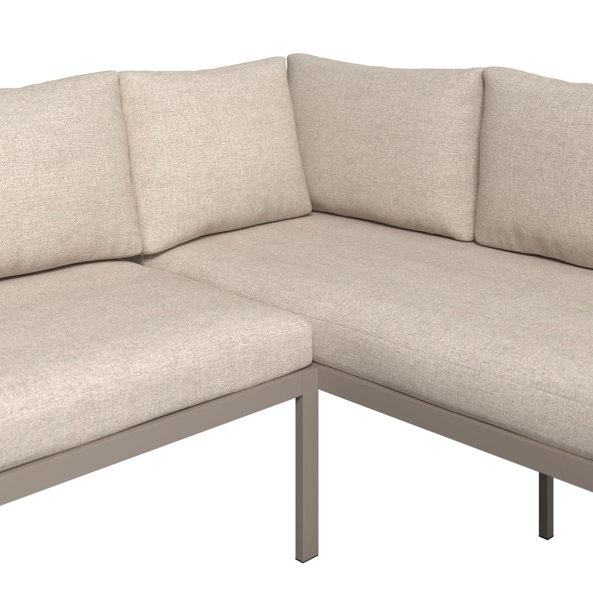Loungegarnitur Sophia Hellgrau/Beige, 4-teilig - Beige/Creme, MODERN, Glas/Textil (195/73/72cm)