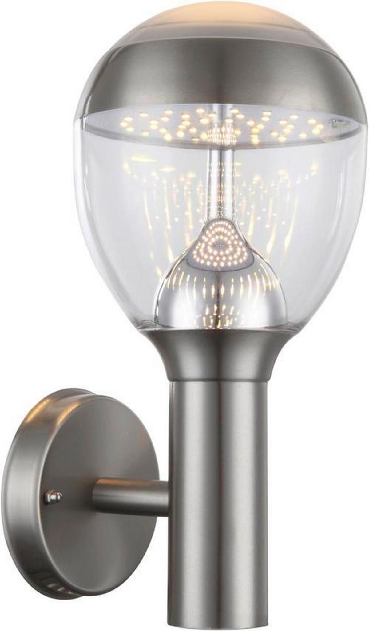 AUSSENWANDLEUCHTE CALLISTO L: 15 CM SILBERFARBEN - Klar/Silberfarben, Basics, Kunststoff/Metall (15/17,3/31,7cm) - Globo