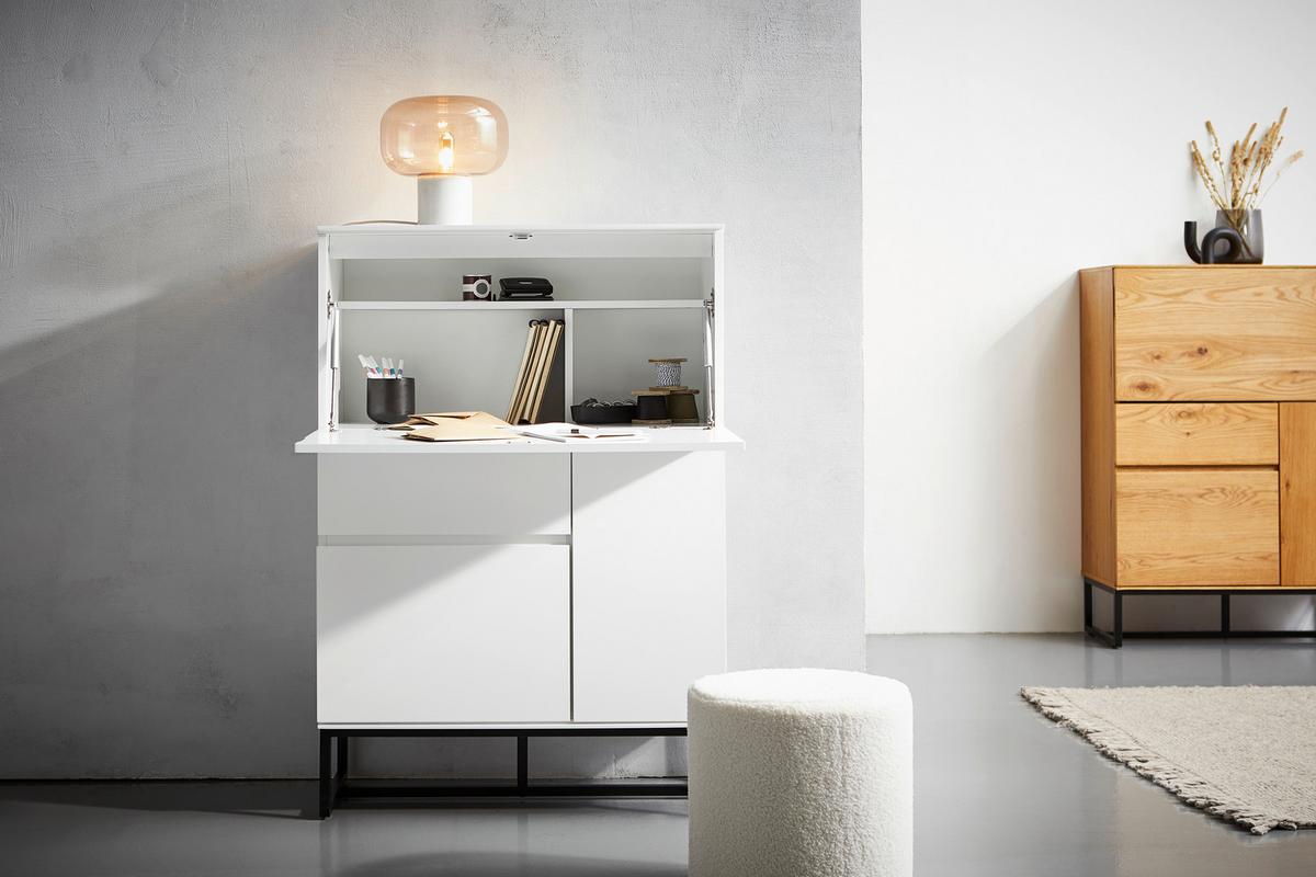 SEKRETARZYK JEREZ - biały/czarny, Modern, materiał drewnopochodny/metal (75/114/40cm) - Livetastic