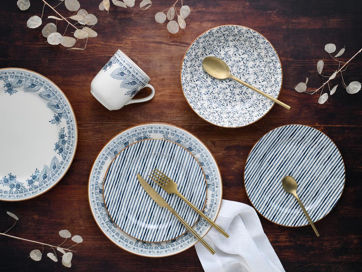 Kombinirani Servis Euböa, 16-Delni - modra/bela, Basics, keramika - Creatable