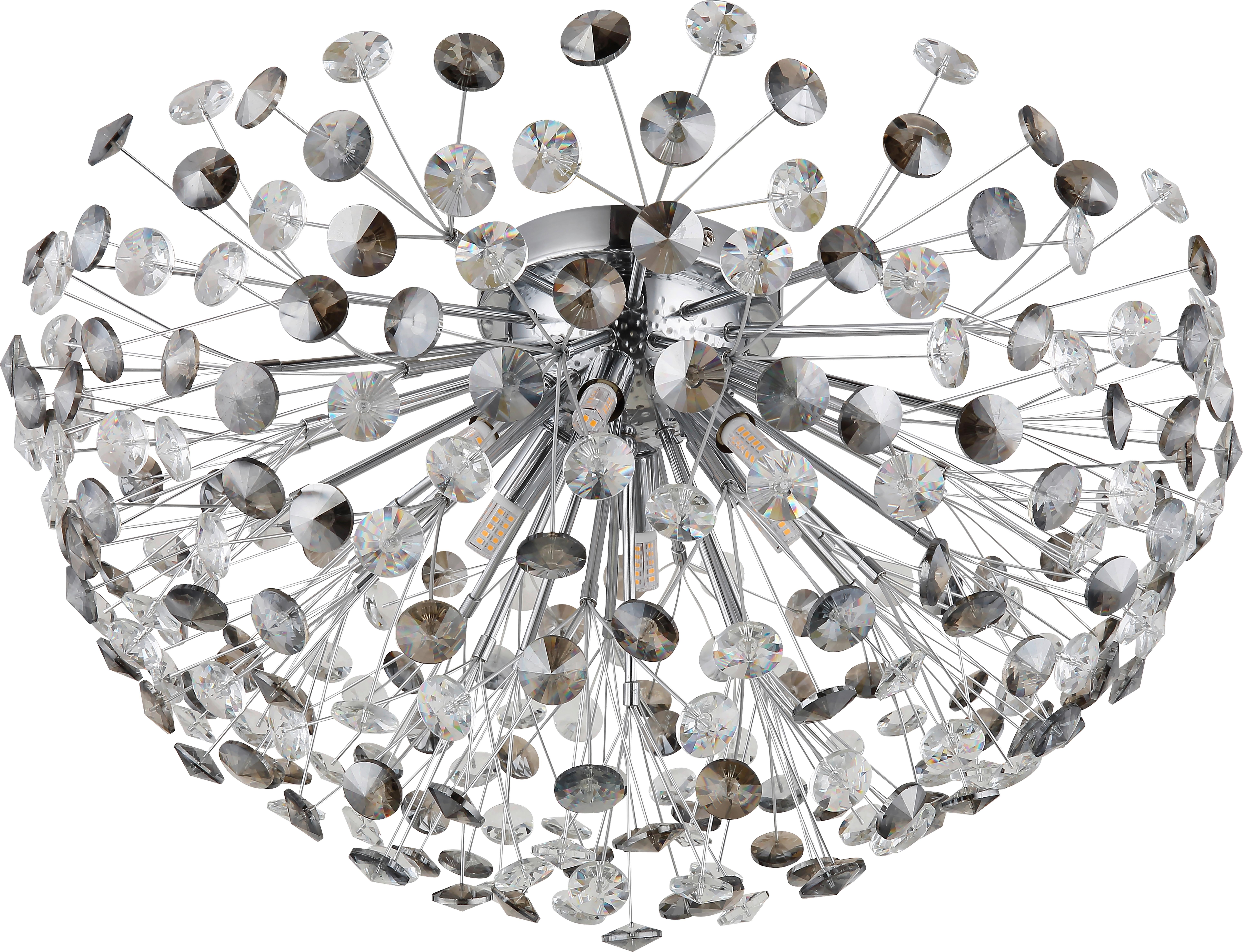 LED-TAKLAMPA CATALEYA - klar/kromfärg, Basics, metall/glas (65/65/32,5cm)