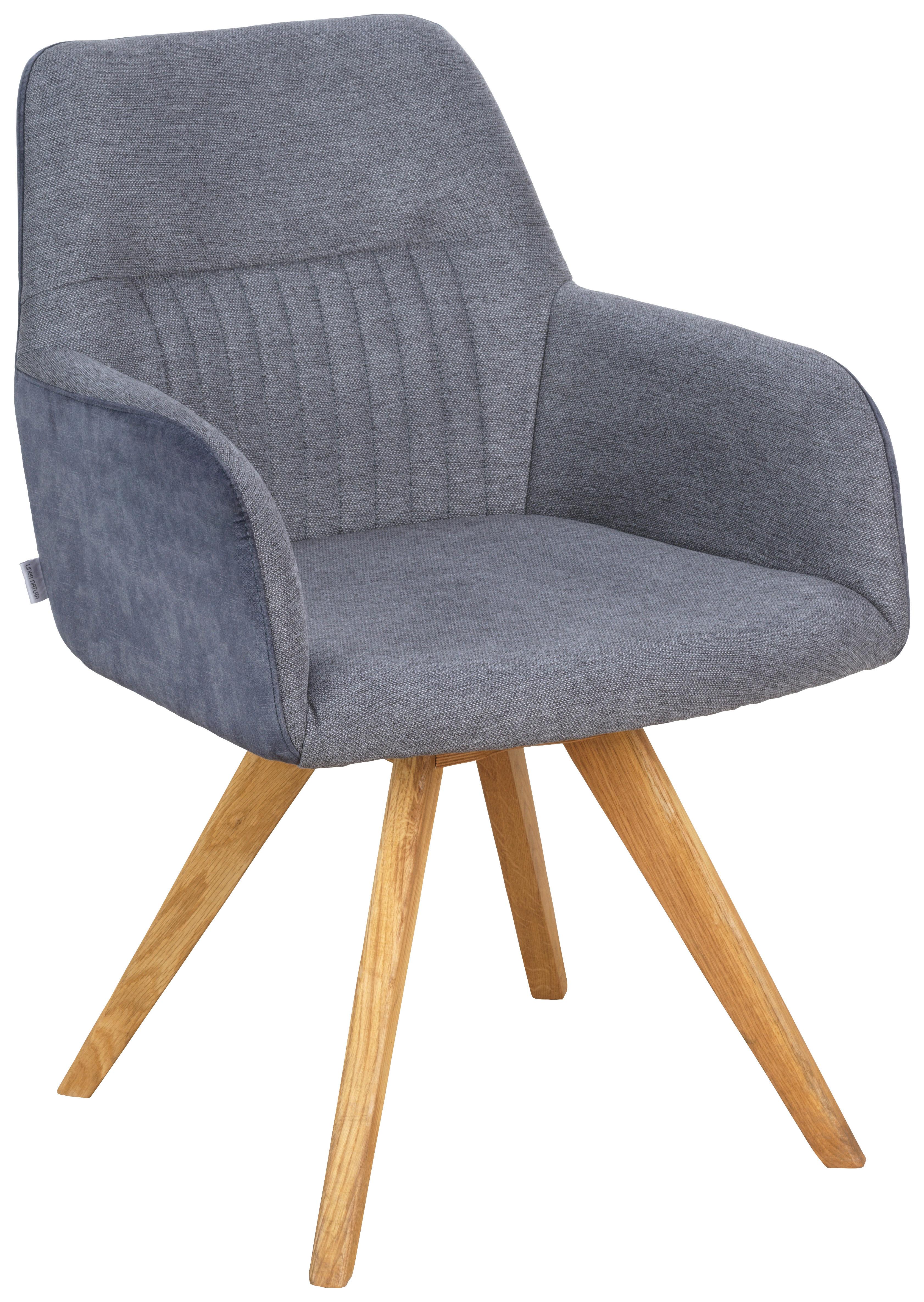 KRZESŁO Z PODŁOKIETNIKAMI VERONA - kolor dębowy/ciemnoszary, Konventionell, drewno/tkanina (61/88/69cm) - Linea Natura