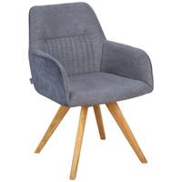 KRZESŁO Z PODŁOKIETNIKAMI VERONA - kolor dębowy/ciemnoszary, Konventionell, drewno/tkanina (61/88/69cm) - Linea Natura