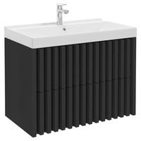 Bază cu lavoar Nero - alb/negru, Modern, ceramică/material pe bază de lemn (81cm) - Welnova