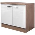Spülenunterschrank Weiß Hochglanz/Eiche - Edelstahlfarben/Eichefarben, MODERN, Holzwerkstoff/Metall (100/86/60cm) Spülenunterschrank Weiß Hochglanz/Eiche - Edelstahlfarben/Eichefarben, MODERN, Holzwerkstoff/Metall (100/86/60cm)