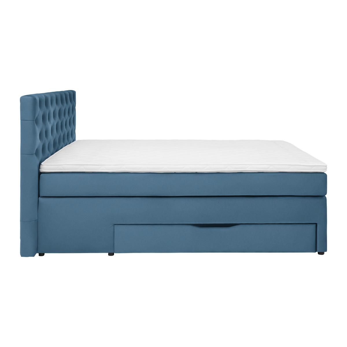 Boxspringbett Chester Blau ca. 180x200cm - Blau/Schwarz, Holzwerkstoff/Kunststoff (180/200cm) - Mömax