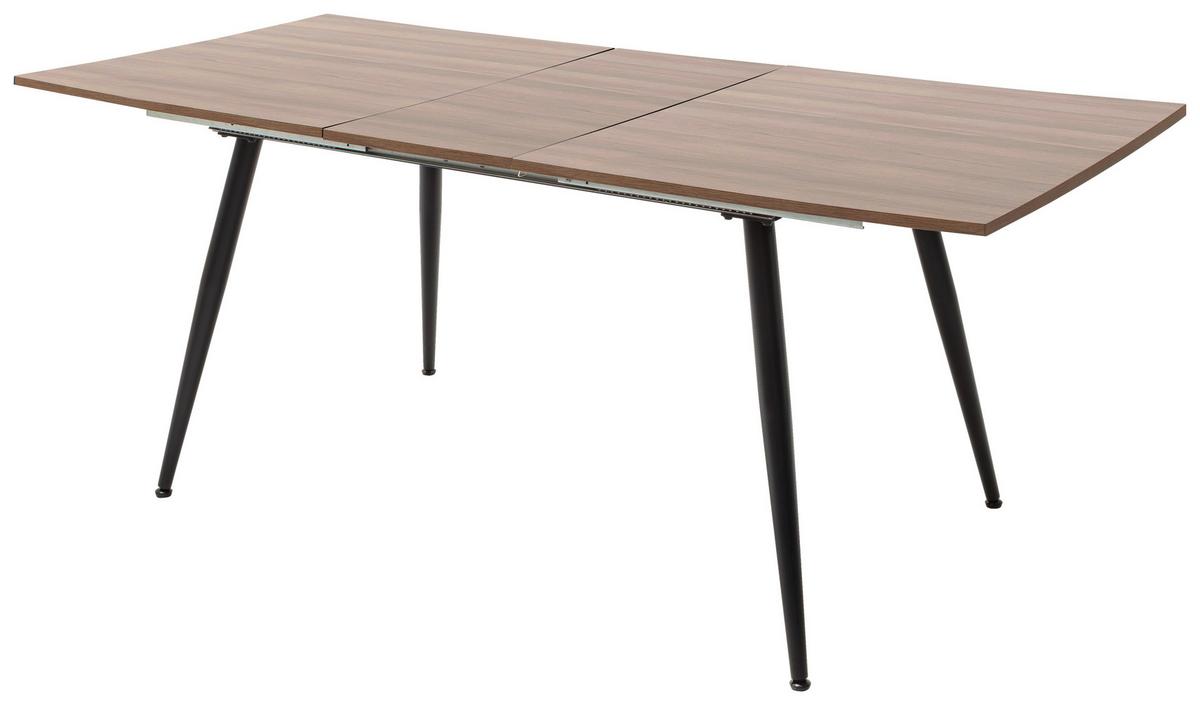 Raztegljiva Jedilna Miza Barbuda, 160-200 X 90 Cm - črna/barva oreha, Moderno, kovina/leseni material (160-200/90/76cm) - MID.YOU
