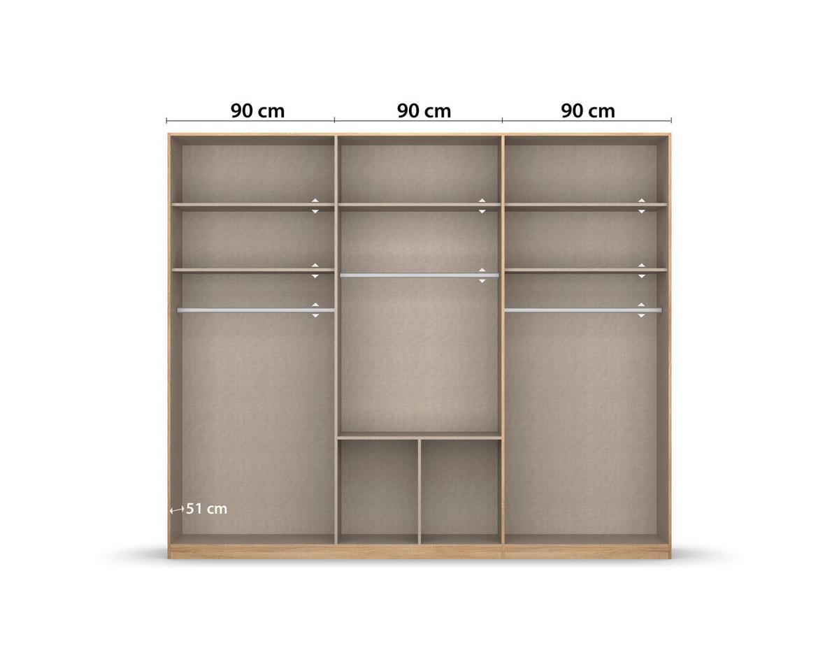 Drehtürenschrank Bingen Eichefarben - Alufarben/Sonoma Eiche, MODERN, Holzwerkstoff/Kunststoff (271/229/54cm) - Rauch Möbel