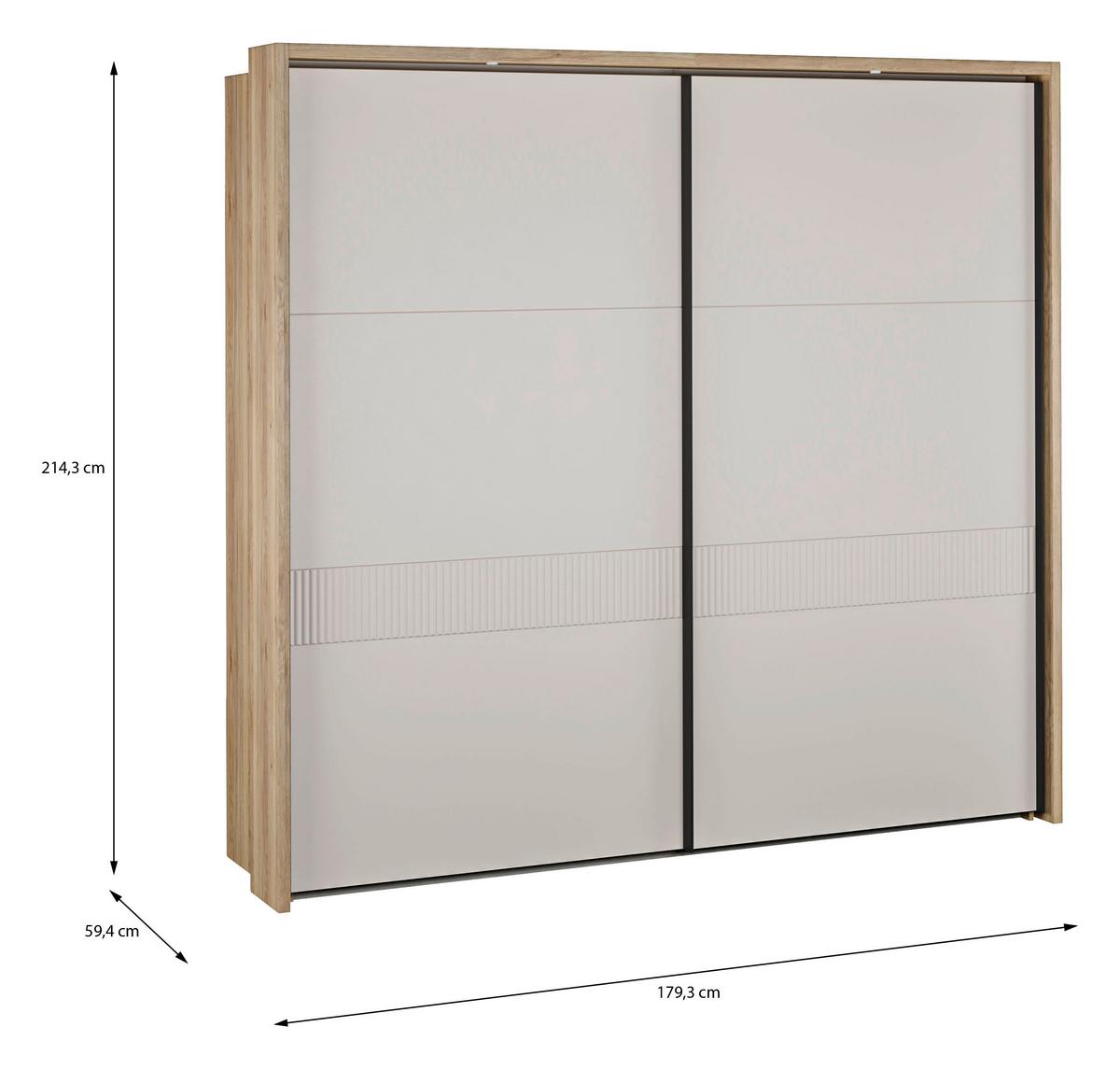 Ormar S Kliznim Vratima Seravel - boje hrasta/boje pijeska, Konvencionalno, drvni materijal/metal (231,1/215,9/63,8cm) - Modern Living