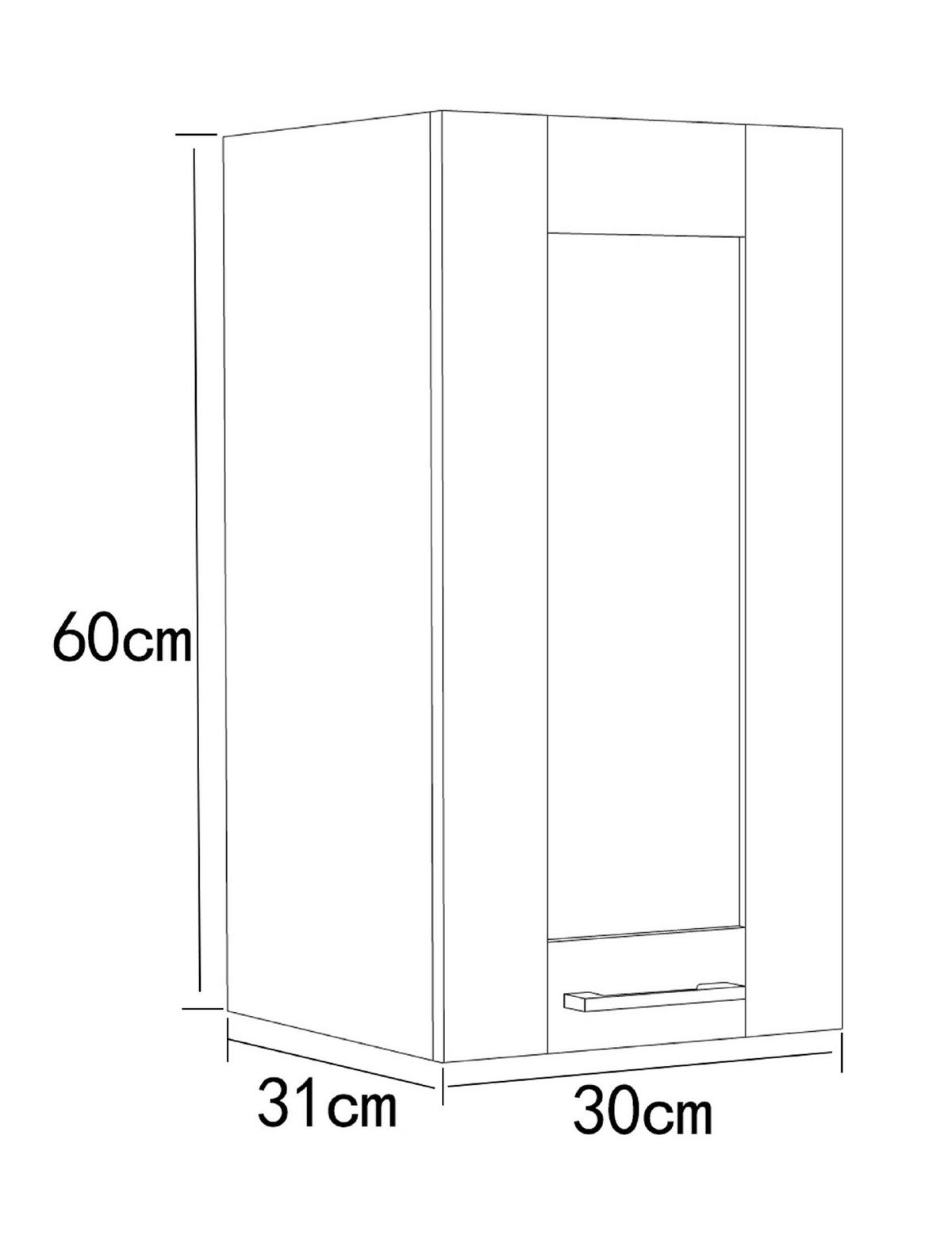 SZAFKA KUCHENNA GÓRNA COLURA - kolor srebrny/biały, Trend, materiał drewnopochodny/tworzywo sztuczne (30/60/31cm) - MID.YOU