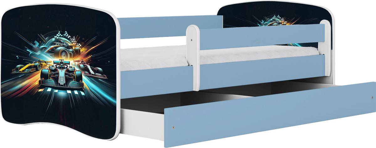 Otroška Postelja Babydreams, Bela, Modra, 80x160cm - modra/bela, Moderno, tekstil/leseni material (80/160cm) - MID.YOU