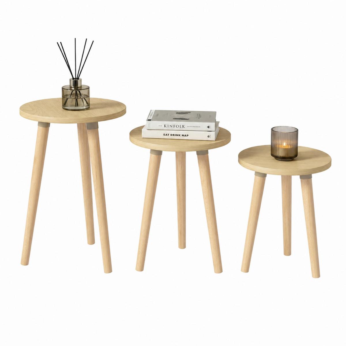 Beistelltischset Barilo 3-tlg. Honigeiche - Honigeiche, Design, Holzwerkstoff (33,5/33,5/52cm) - MID.YOU