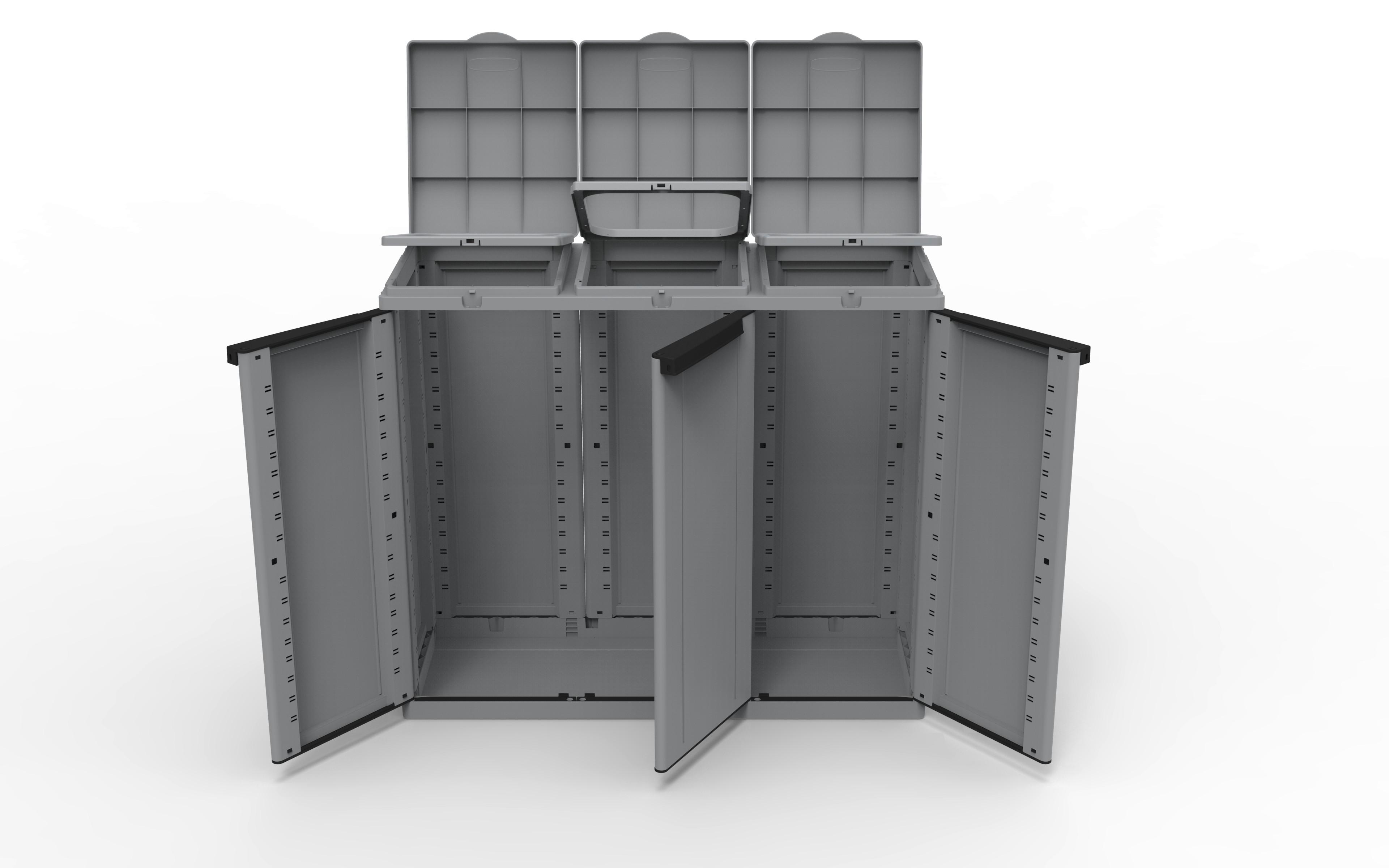 Mülltrennsystem Ecoline 3 ca. 102x89,7x39 cm - Grau, Kunststoff (102/89,7/39cm)