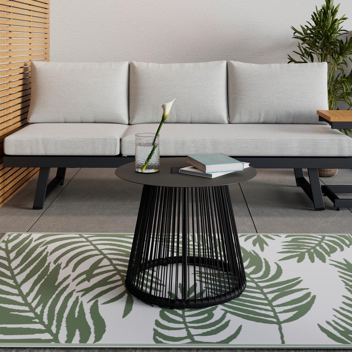 Gartenbeistelltisch Ruffy Schwarz Solar - Schwarz, MODERN, Kunststoff/Metall (55/48/55cm) - Bessagi Garden