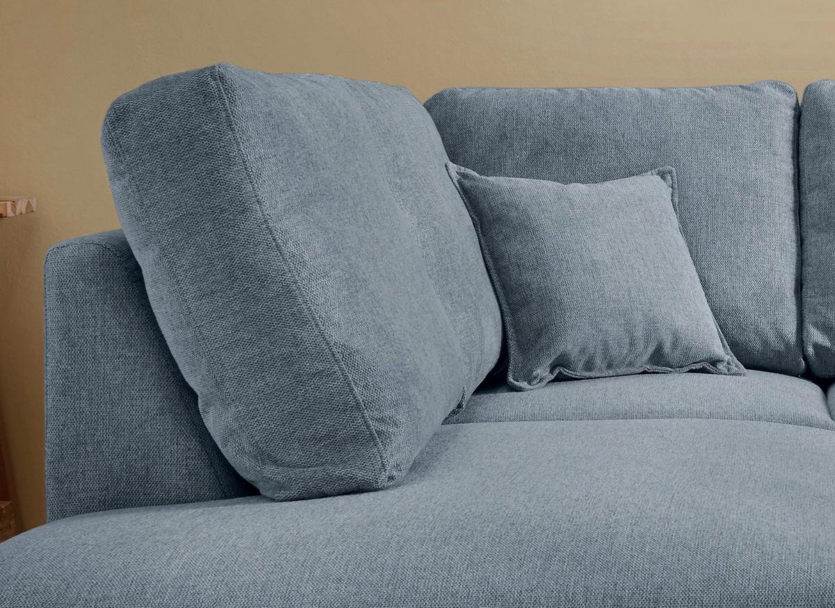 Wohnlandschaft Valentina Blau Struktur - Blau/Naturfarben, KONVENTIONELL, Holz/Textil (200/230cm) - P & B