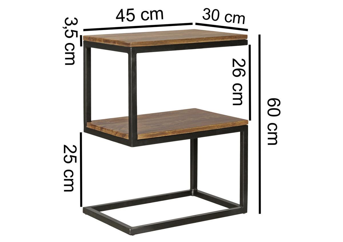 Mizica Akola - črna/barve indijskega rožnega lesa, Design, kovina/les (45/30/60cm) - MID.YOU