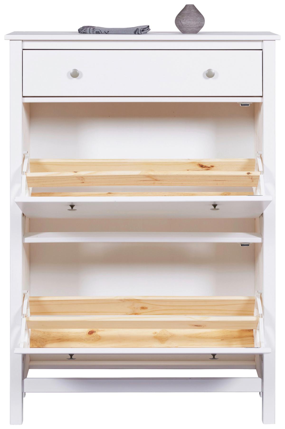 Schuhschrank Chilly Home ca.90x127x30cm Weiß - Silberfarben/Weiß, Design, Holz/Metall (90/127/30cm) - Livetastic