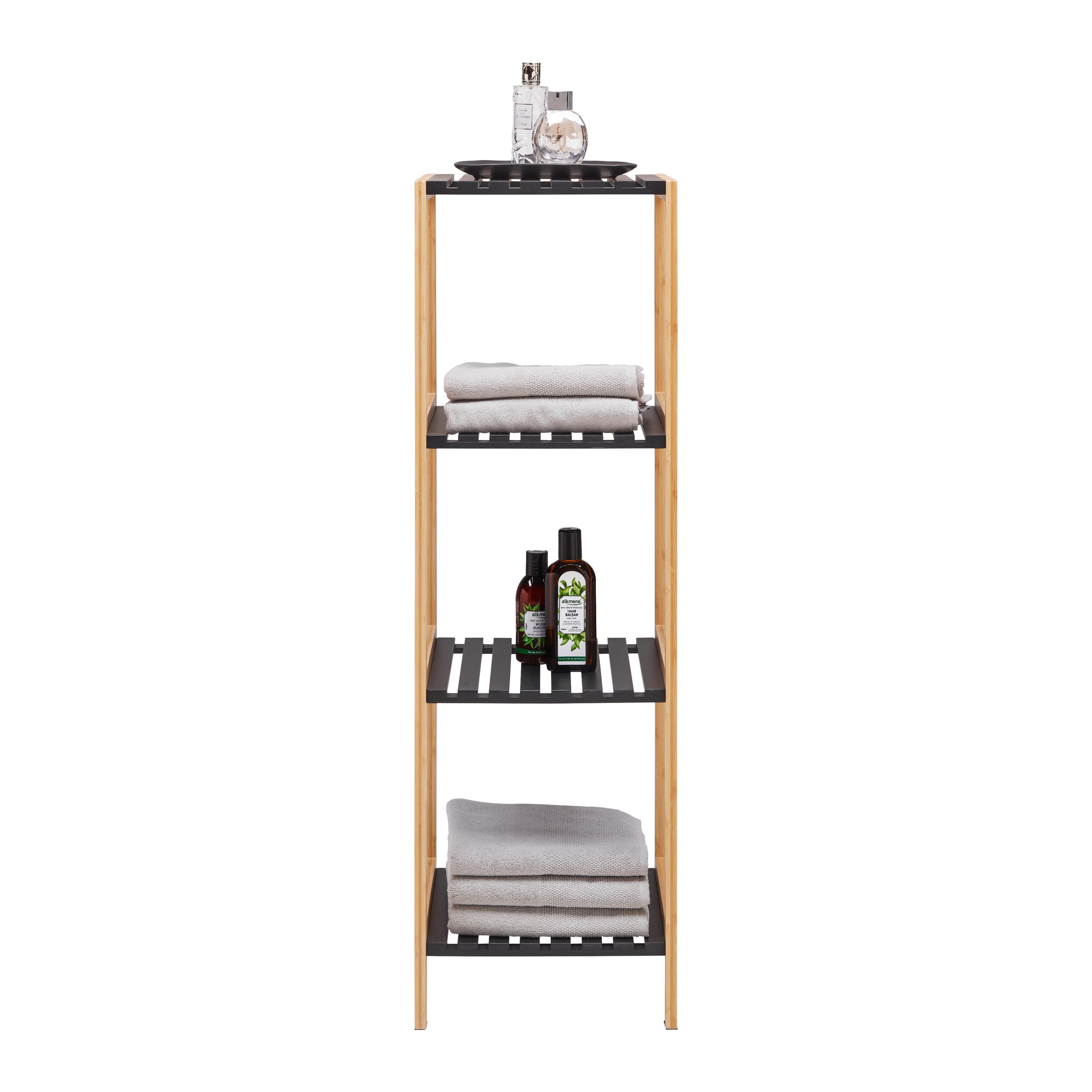 HYLLA ELSA -EXKLUSIV- - svart/naturfärgad, Modern, trämaterial/naturmaterial (34/110/33cm) - Mömax