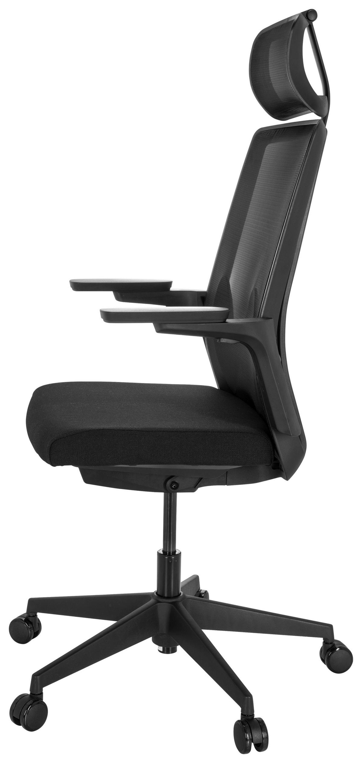 Pisarniški Stol Arceo B, Črna - črna, Basics, umetna masa/tekstil (66/123-139/66cm) - MID.YOU