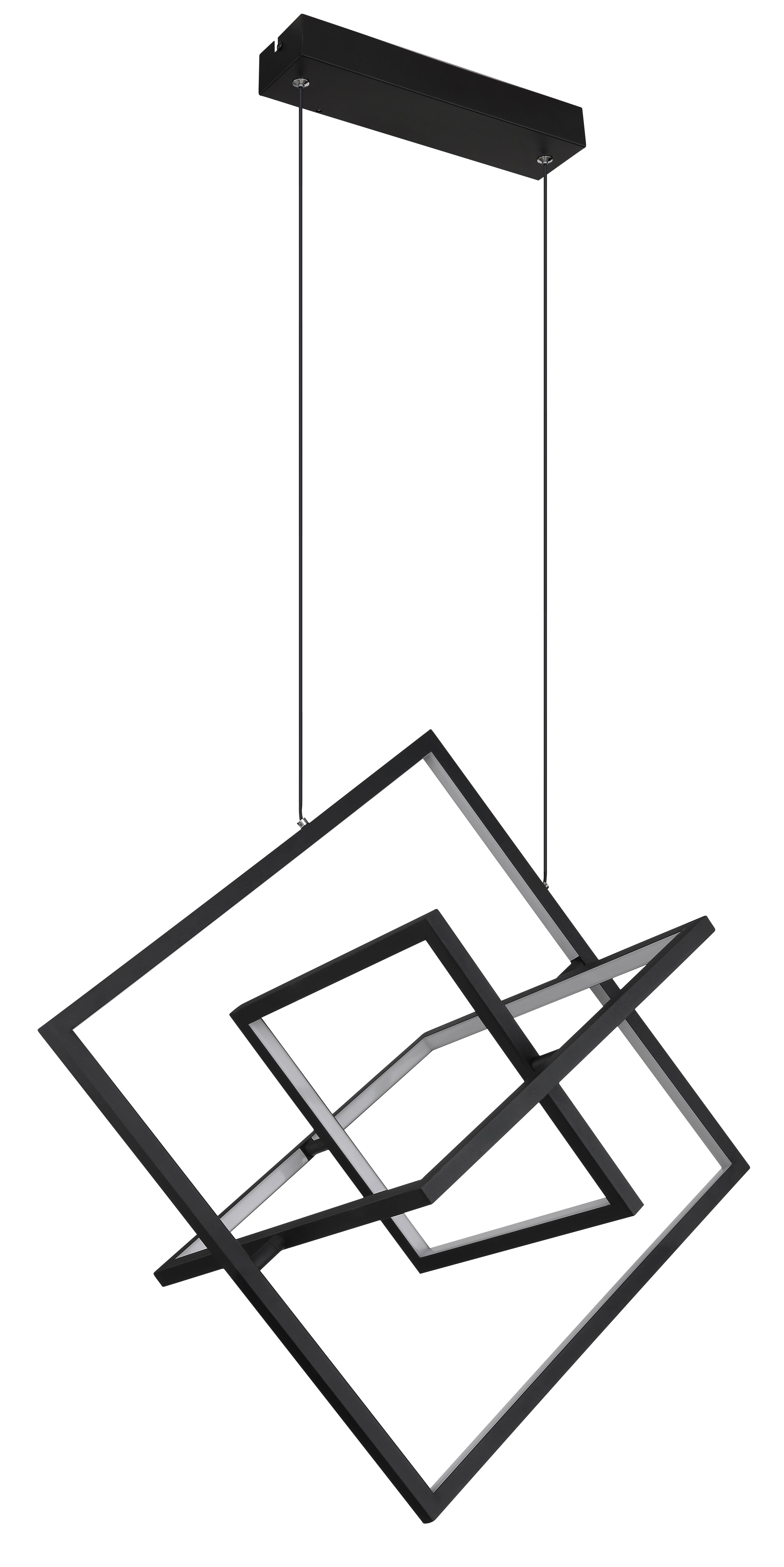 LED-Hängeleuchte Wolfhard max. 55 Watt - Opal/Schwarz, Design, Kunststoff/Metall (70,7/50/150cm) - Globo