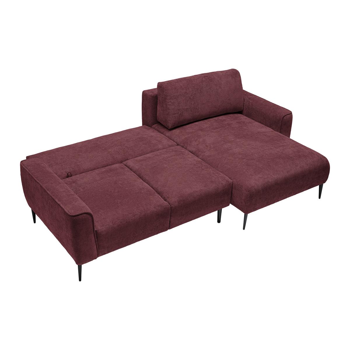 Ecksofa Custom Bordeaux - Bordeaux/Schwarz, MODERN, Textil/Metall (255/164cm) - Mömax