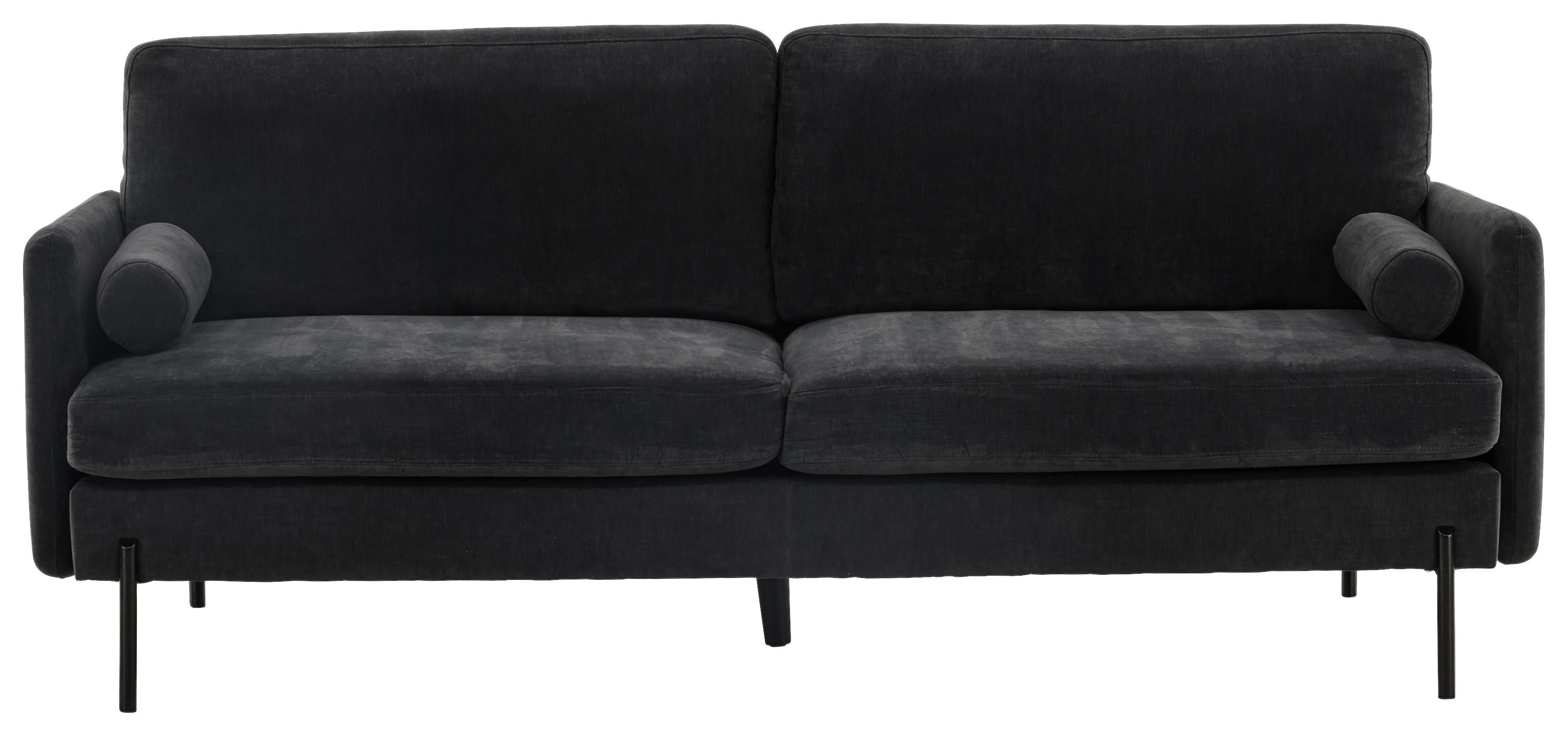 2-SITZER-SOFA ANTIBES - Schwarz, Design, Textil/Metall (209.5/86/87cm) - Livetastic