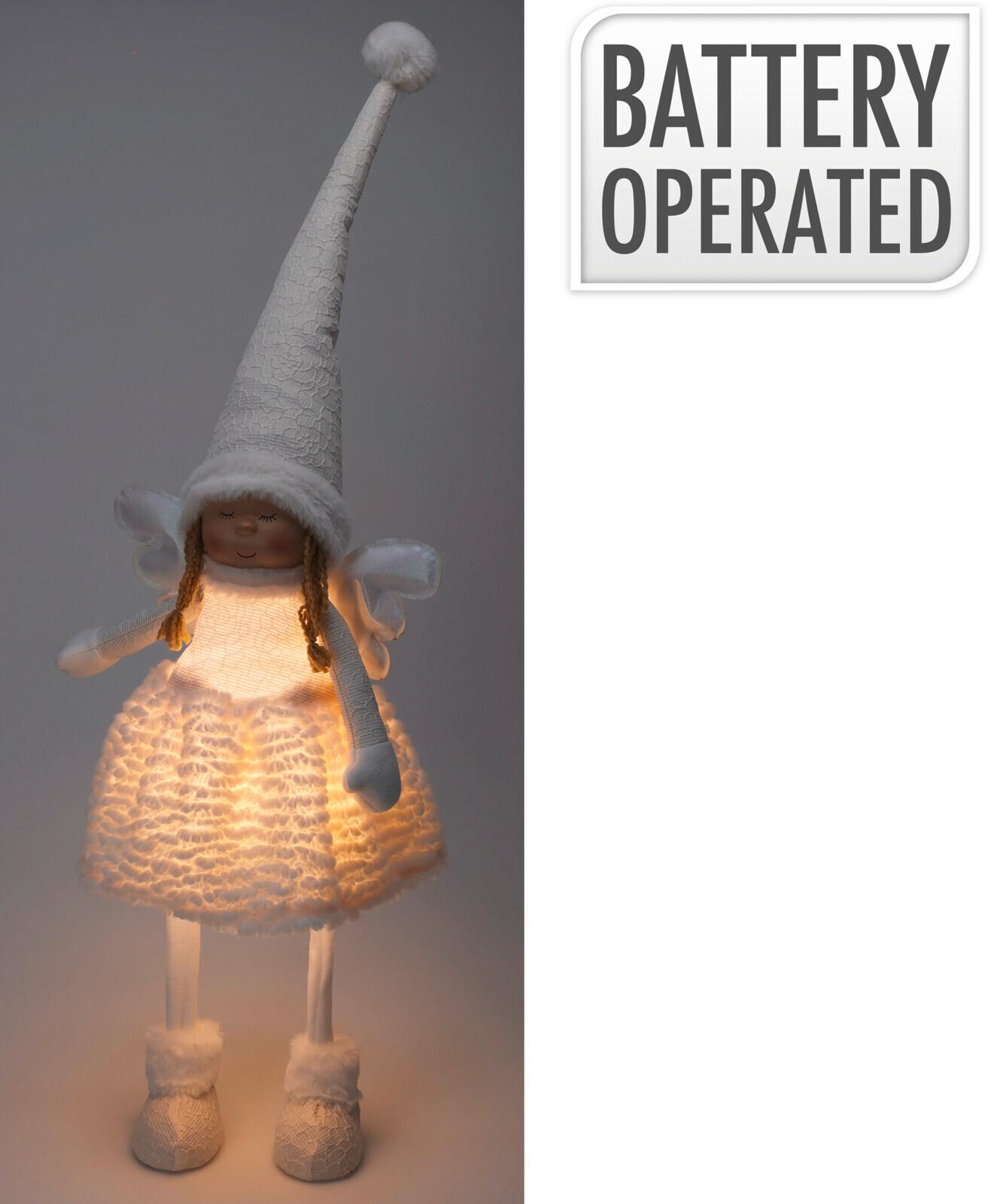 Dekor Angyal Loretta - fehér, textil (28/22/81cm)