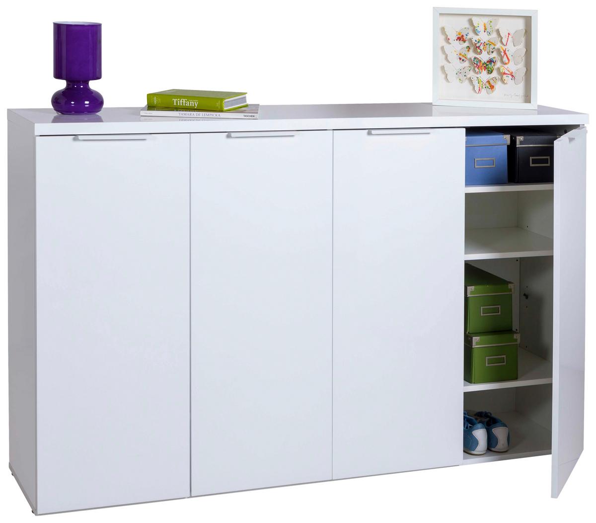 SZAFKA NA BUTY MUNDI - biały wysoki połysk/biały, Basics, materiał drewnopochodny/metal (160/102/35cm) - Carryhome