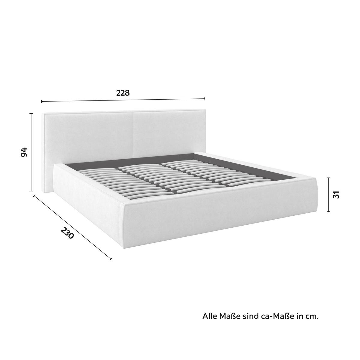 Pat tapițat Serena 180x200 cm Weiß - crem/negru, Modern, metal/lemn (180/200cm) - Bessagi Home