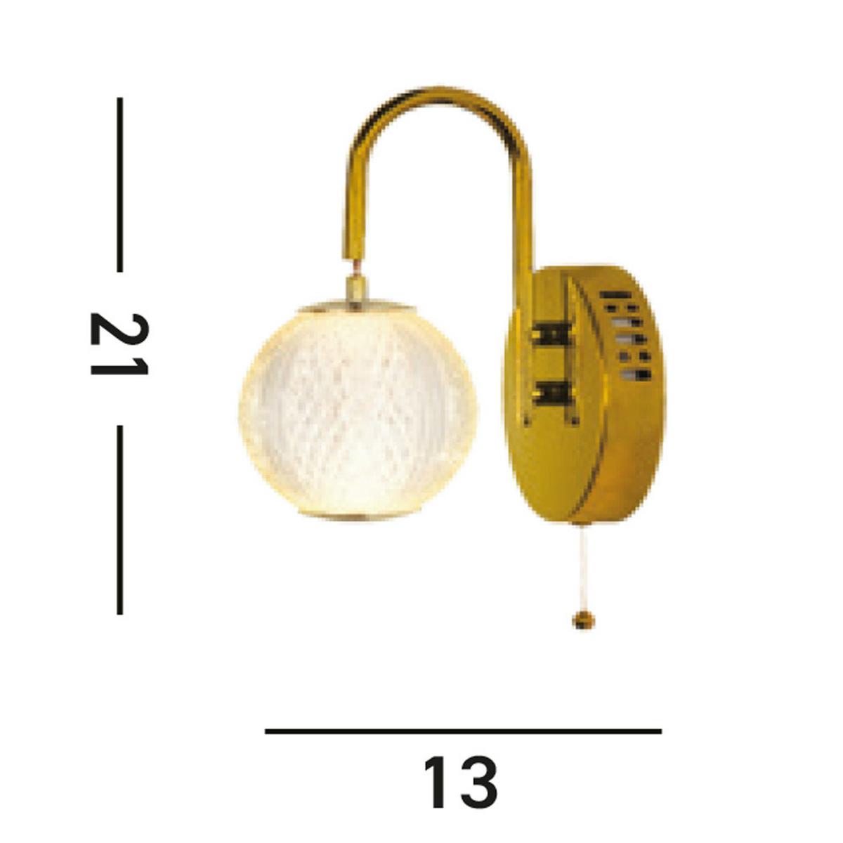 LED Falilámpa 51481sb Allure - sárgarézszínű/áttetsző, Trend, műanyag/fém (13/21/19cm)