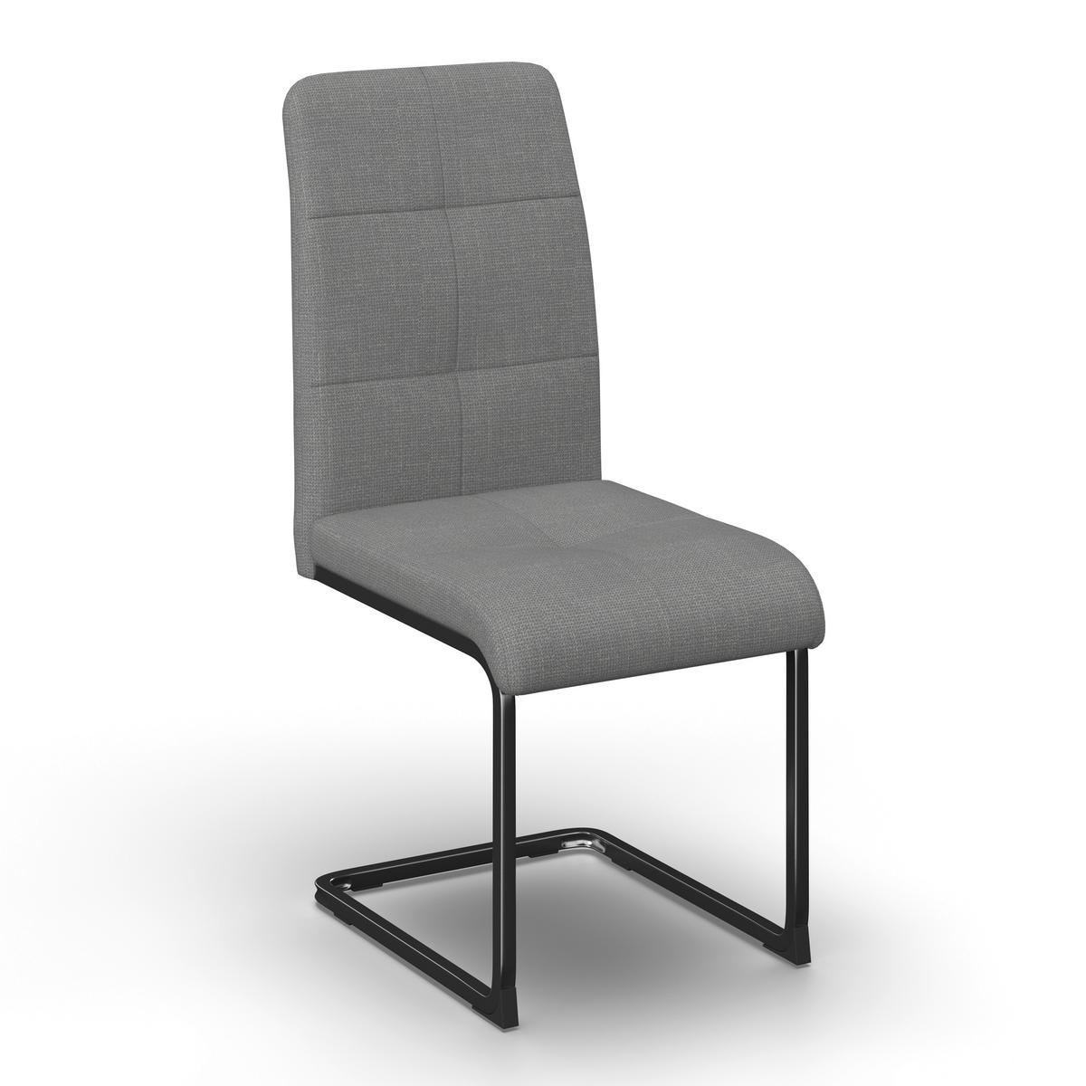 Schwingstuhl Lucie Grau Leinenoptik Gepolstert - Grau/Nickelfarben, MODERN, Textil/Metall (43/99/60cm) - Bessagi Home