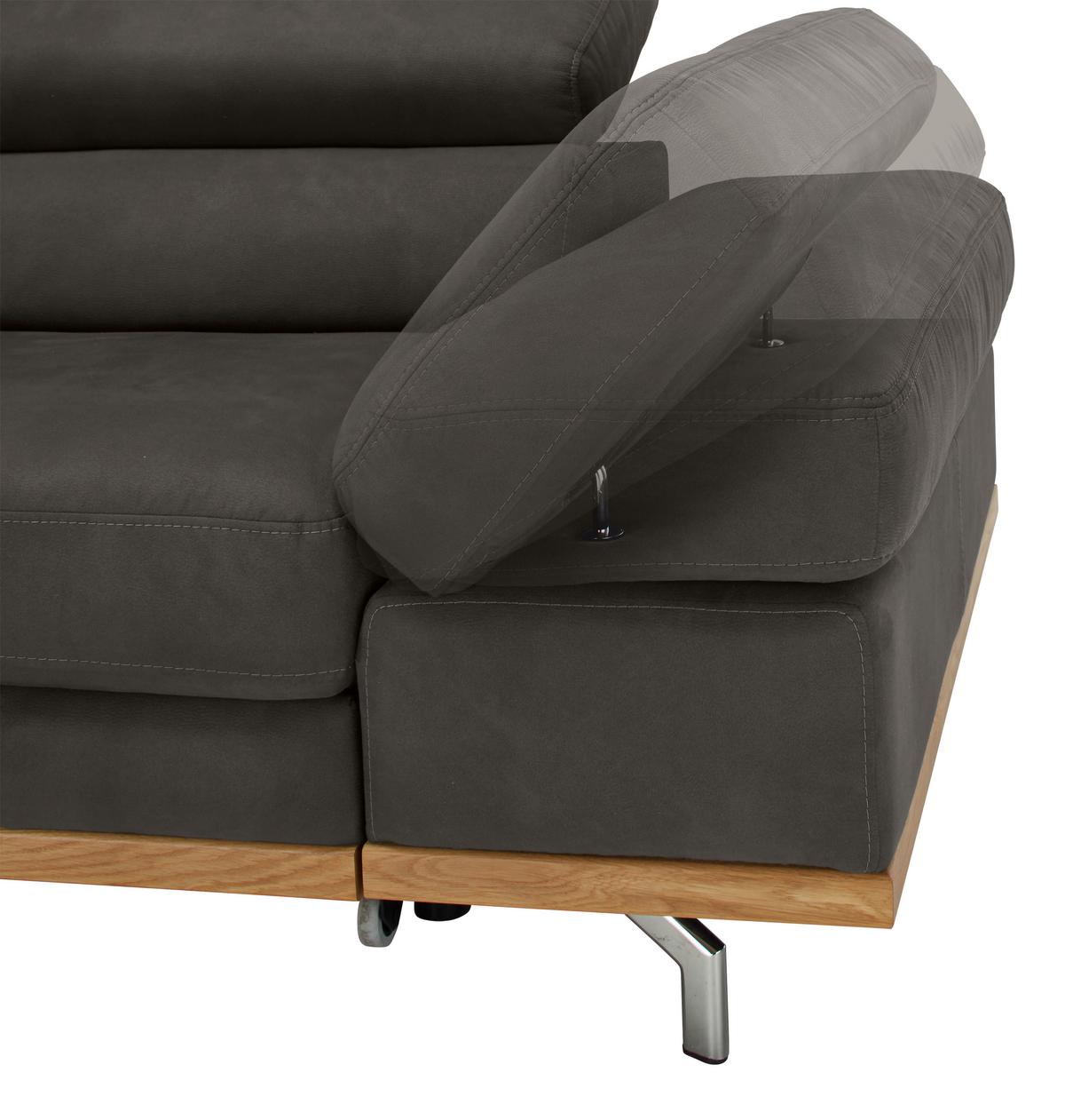 Ecksofa Carmen Dunkelgrau - Chromfarben/Dunkelgrau, Konventionell, Holz/Textil (292/93/226cm) - Premium Living
