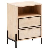 Nachttisch WL6.787 ca.43x60x50cm Mangoholz massiv - Hellbraun/Schwarz, Design, Holz/Metall (43/60/50cm) - MID.YOU