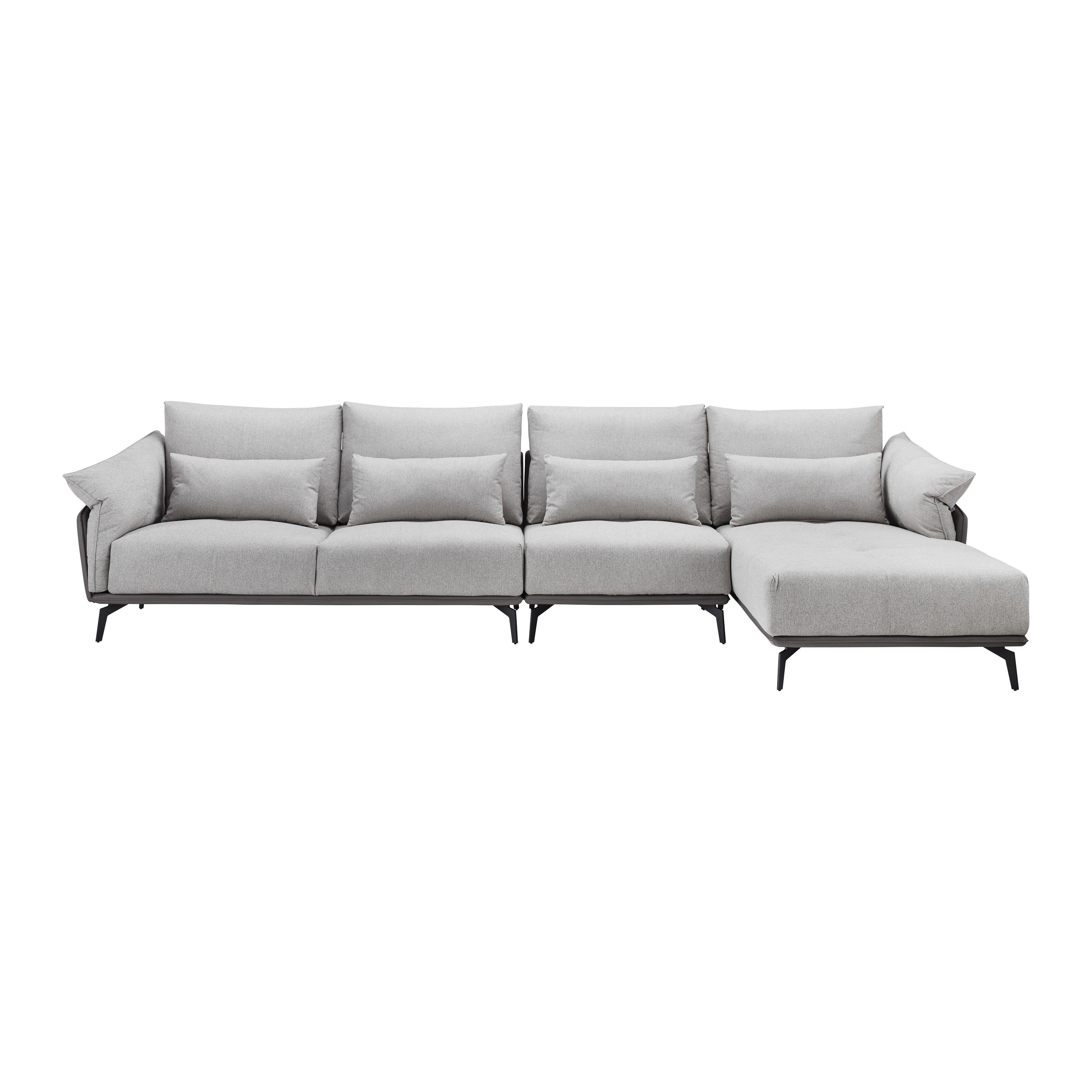 Sarokkanapé Elicia - világosszürke, Modern, textil/fa (364/88/172cm) - Bessagi Home
