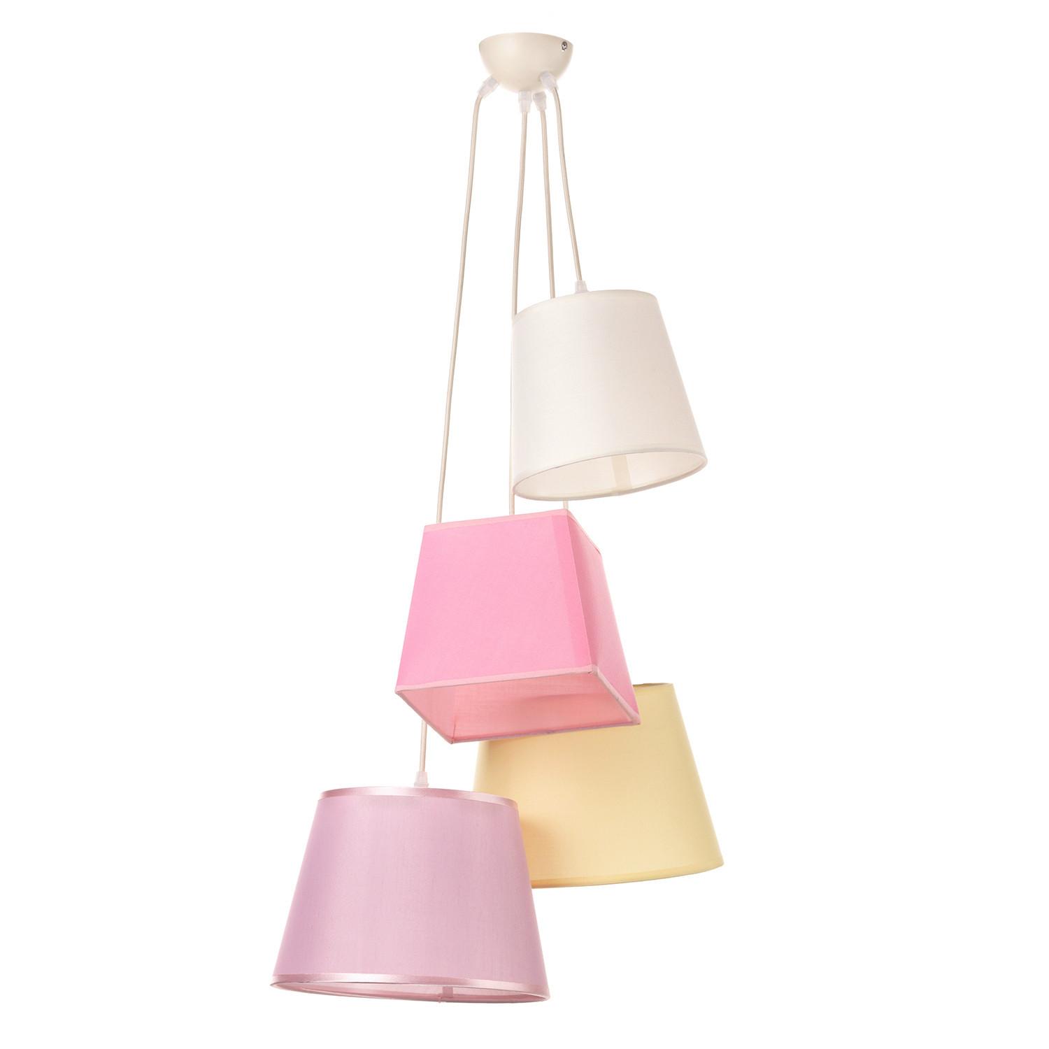 Hängeleuchte Ninetta Gelb/Weiß/Pink max. 22 Watt - Pink/Gelb, Trend, Textil/Metall (55/100cm)