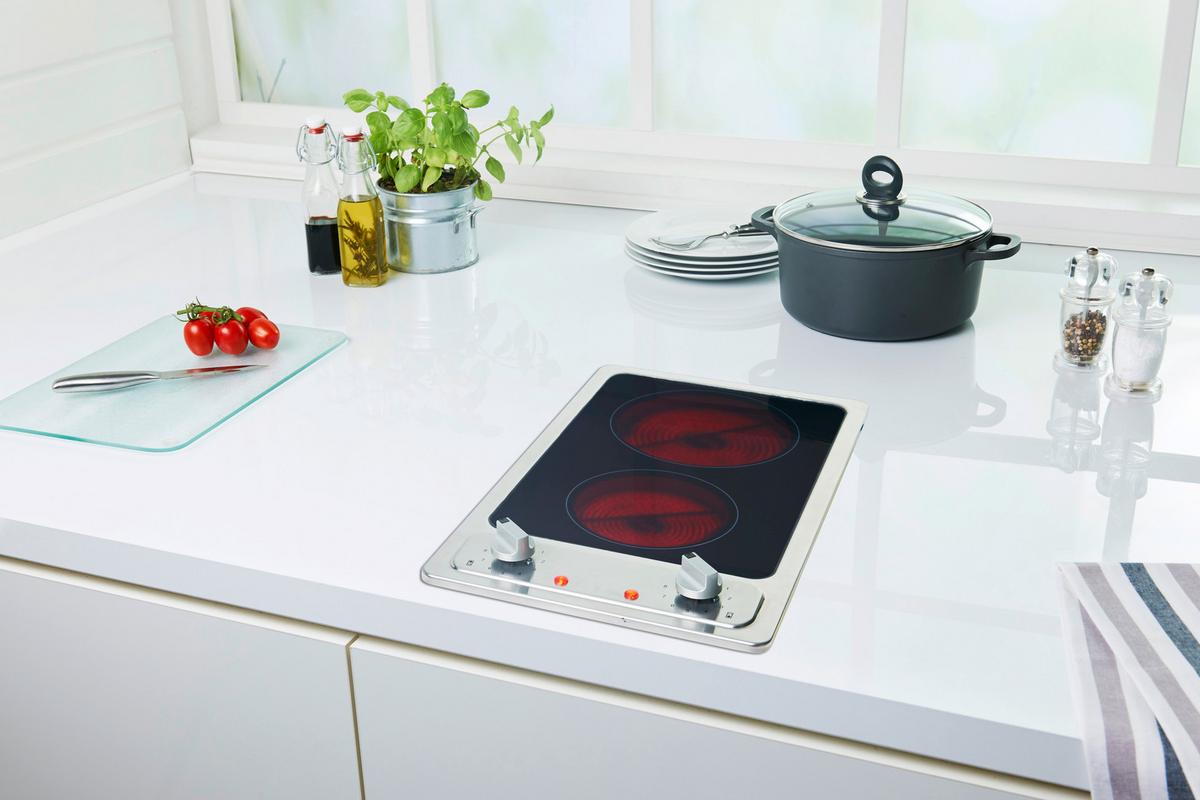 Glaskeramikkochfeld EB-GK-2R Edelstahlfarben - Edelstahlfarben, Basics, Glas/Metall (30/5/52cm) - PKM