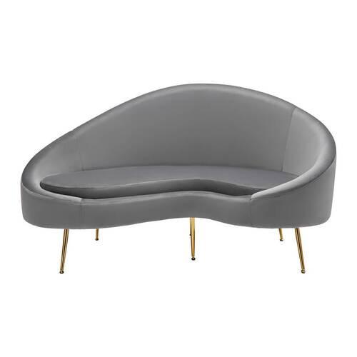 Sofa Lou Grau Samt - Goldfarben/Grau, MODERN, Textil/Metall (172/93/89cm) - Bessagi Home