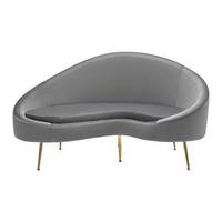 Dvosed Lou, Siva, Žamet - zlate barve/siva, Moderno, kovina/tekstil (172/93/89cm) - Bessagi Home
