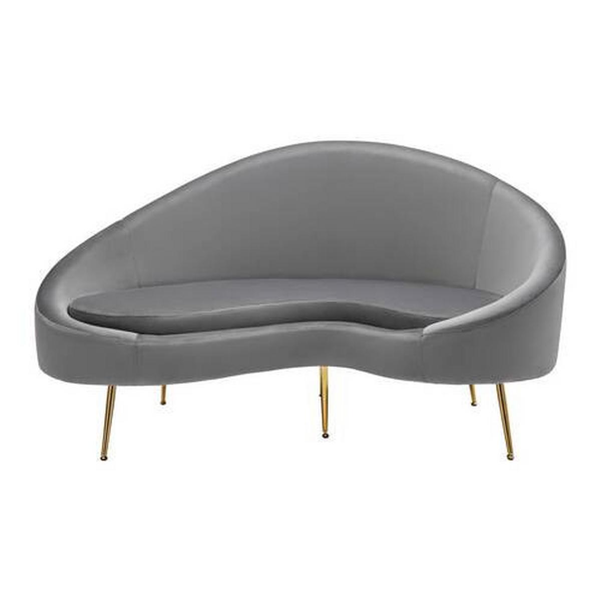 Dvosed Lou, Siva, Žamet - zlate barve/siva, Moderno, kovina/tekstil (172/93/89cm) - Bessagi Home