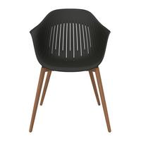 Gartenstuhl Bibo Schwarz/Walnussfarben - Anthrazit/Walnussfarben, MODERN, Kunststoff/Metall (57/82/58cm) - Mömax