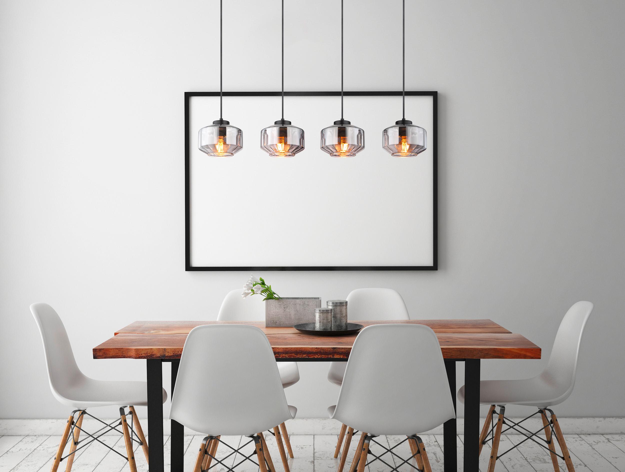 Hängeleuchte CHRISTIANA max. 40 Watt - Schwarz, Design, Glas/Metall (96/18/120cm) - Globo