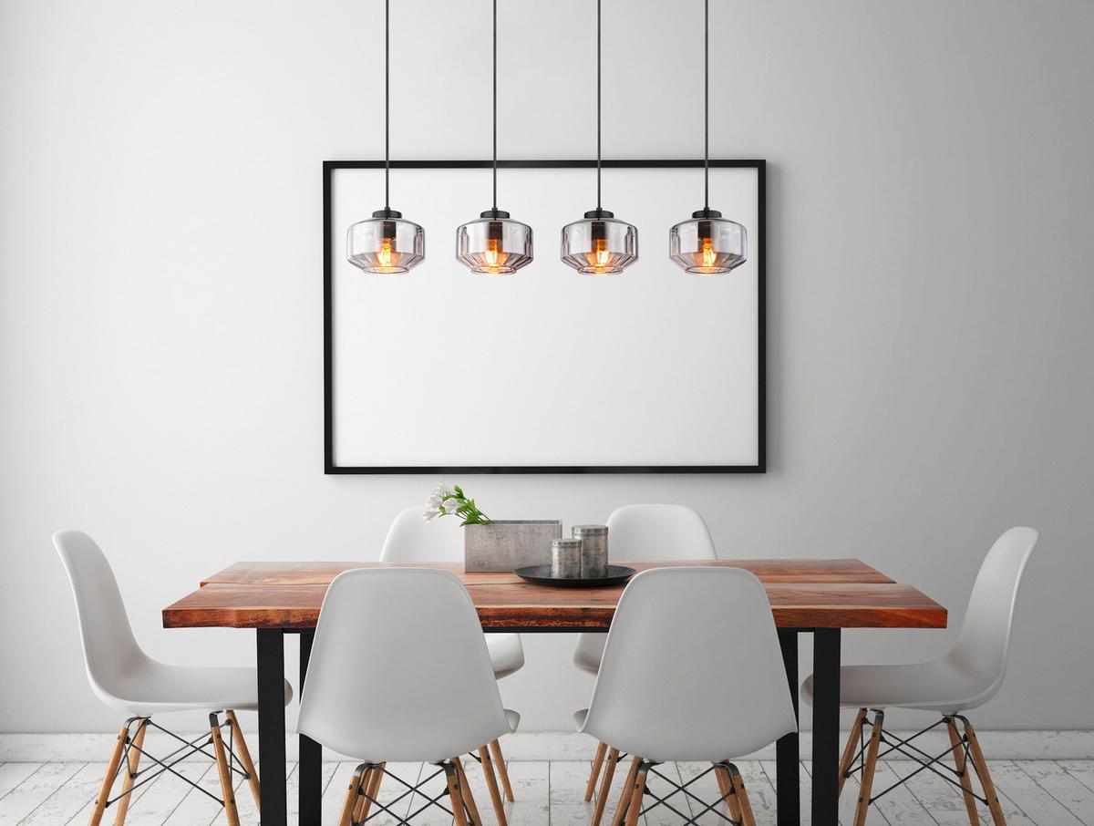 Hängeleuchte CHRISTIANA max. 40 Watt - Schwarz, Design, Glas/Metall (96/18/120cm) - Globo