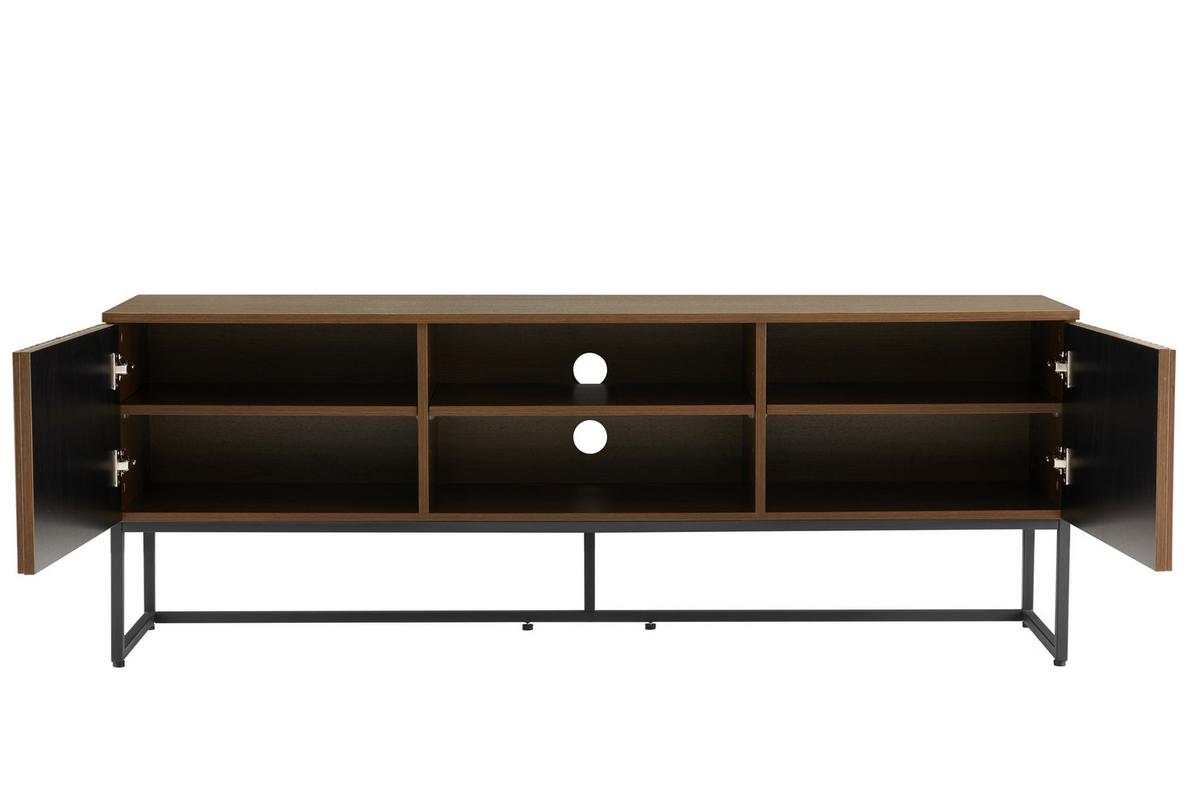 KOMODA NISKA BUENO - kolor ciemnego dębu/czarny, Modern, materiał drewnopochodny/metal (160/60/40cm) - Xora