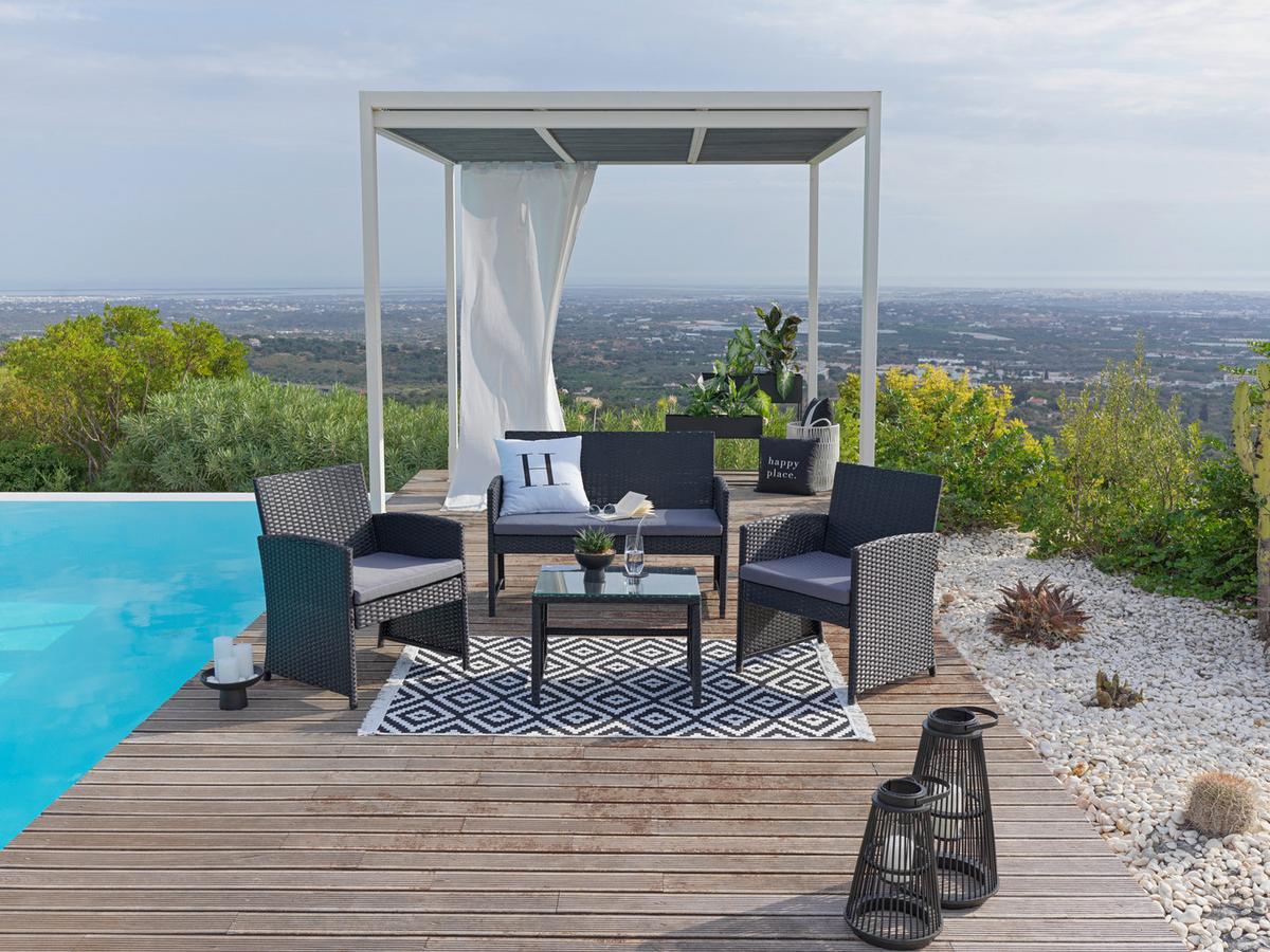 Set lounge Michelle - negru/transparent, Modern, plastic/sticlă - Modern Living